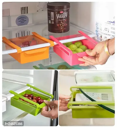 Premium Quality Fridge Tray For Storage Food Organiser Set - Refrigerator Storage Rack Set (Pack Of 4)-thumb0