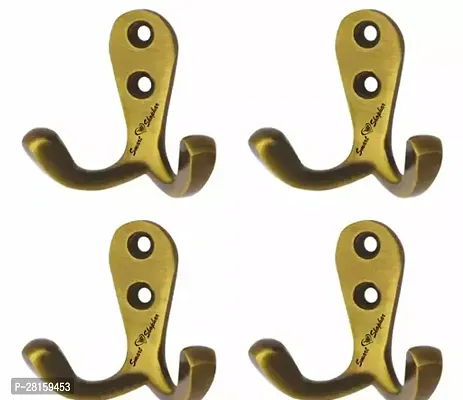 Smart Shophar Aluminium Alloys Double Jack(J) Wall Hook 2 Legs, Antique, Pack of 4#4433