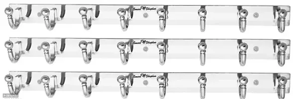 Smart Shophar Stainless Steel and Aluminium Alloys Ego Wall Hook 8 Legs Silver Pack of 3#4131