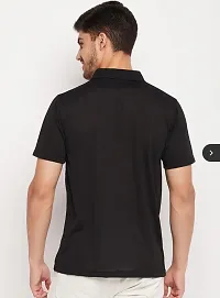 Reliable Black Cotton Blend Solid Polos For Men-thumb1