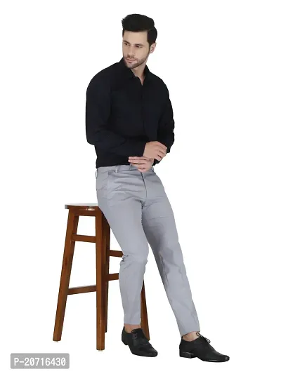 Stylish Grey Lycra Solid Trouser For Men-thumb5