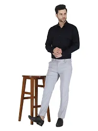 Stylish Grey Cotton Blend Solid Trouser For Men-thumb4