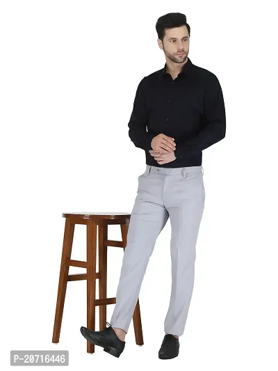 Stylish Grey Cotton Blend Solid Trouser For Men-thumb5