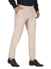 Stylish Beige Cotton Solid Trouser For Men-thumb2