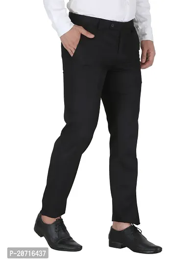 Stylish Black Cotton Blend Solid Trouser For Men-thumb3