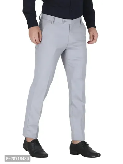 Stylish Grey Lycra Solid Trouser For Men-thumb3