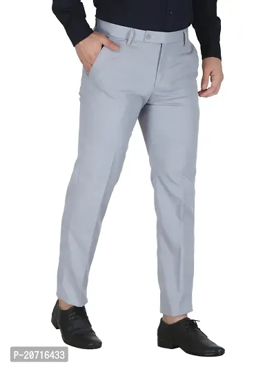 Stylish Grey Cotton Solid Trouser For Men-thumb3