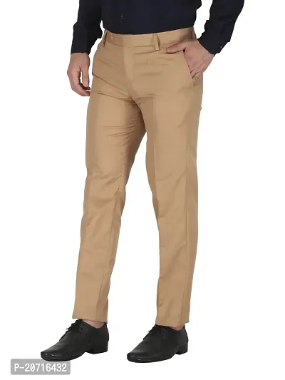 Stylish Beige Cotton Solid Trouser For Men-thumb2