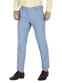 Stylish Blue Cotton Blend Solid Trouser For Men-thumb1