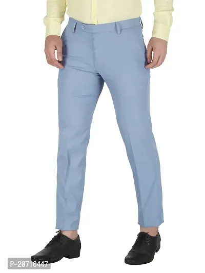 Stylish Blue Cotton Blend Solid Trouser For Men-thumb2