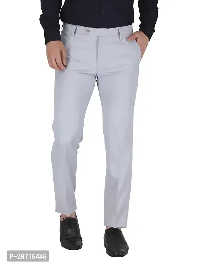 Stylish Grey Cotton Blend Solid Trouser For Men-thumb0