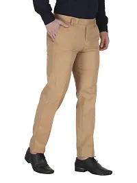 Stylish Beige Cotton Solid Trouser For Men-thumb2