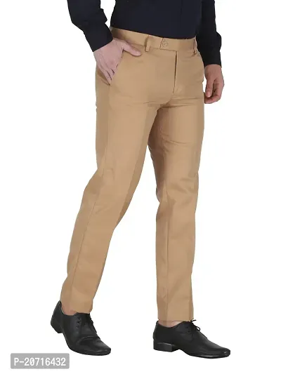 Stylish Beige Cotton Solid Trouser For Men-thumb3