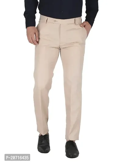 Stylish Beige Cotton Solid Trouser For Men-thumb0