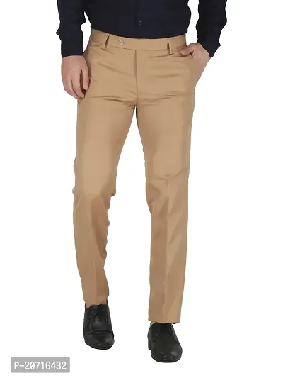 Stylish Beige Cotton Solid Trouser For Men