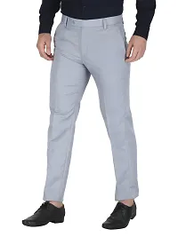 Stylish Grey Cotton Solid Trouser For Men-thumb1