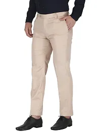 Stylish Beige Cotton Solid Trouser For Men-thumb1