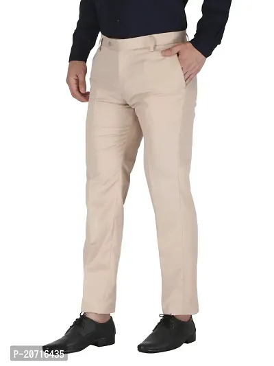 Stylish Beige Cotton Solid Trouser For Men-thumb2