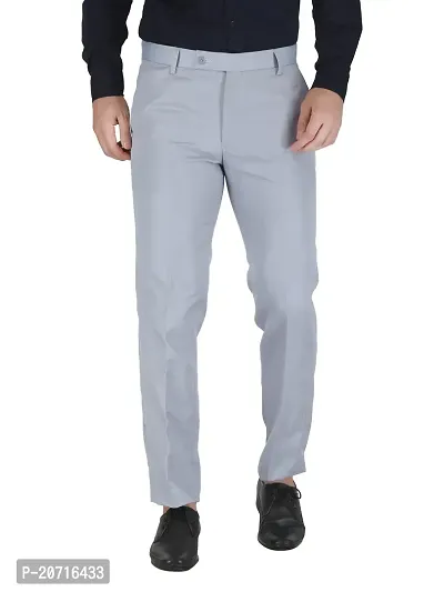 Stylish Grey Cotton Solid Trouser For Men-thumb0