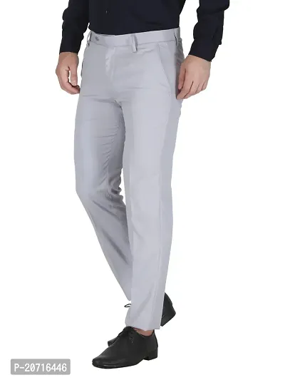 Stylish Grey Cotton Blend Solid Trouser For Men-thumb2