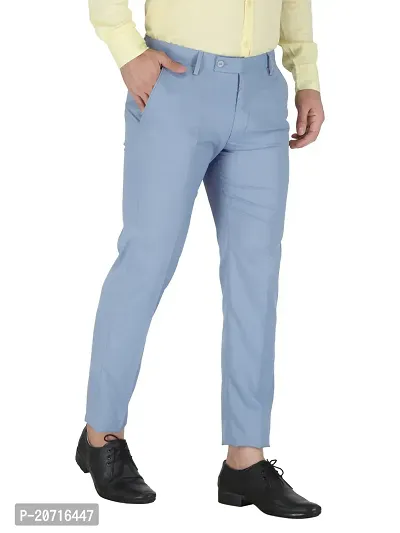 Stylish Blue Cotton Blend Solid Trouser For Men-thumb3