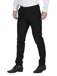 Stylish Black Lycra Solid Trouser For Men-thumb1