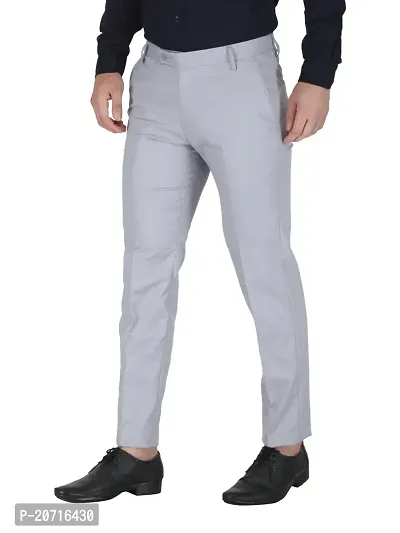 Stylish Grey Lycra Solid Trouser For Men-thumb2