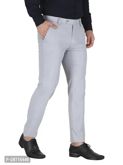 Stylish Grey Cotton Blend Solid Trouser For Men-thumb3