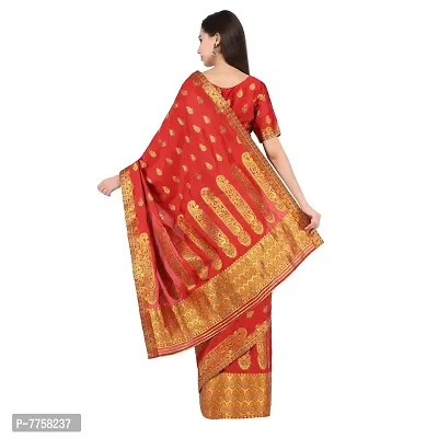 617nx Women's Assamese Weaving Silk Mekhela Chador Saree (Red)-thumb3