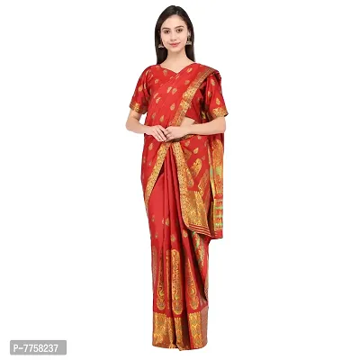 617nx Women's Assamese Weaving Silk Mekhela Chador Saree (Red)-thumb0