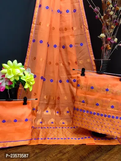 Classic Cotton Saree with Blouse piece for Women-thumb0
