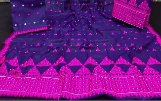 Womens Assamese Guna Heavy Work Weaving Cotton Mekhela Chador Saree-thumb1