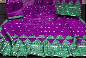 Womens Assamese Guna Heavy Work Weaving Cotton Mekhela Chador Saree-thumb1