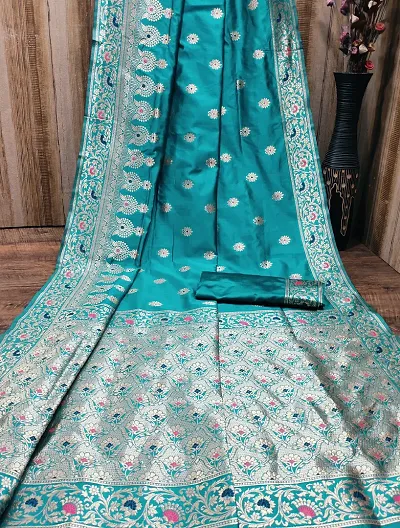 Trending Silk Blend Saree with Blouse piece 