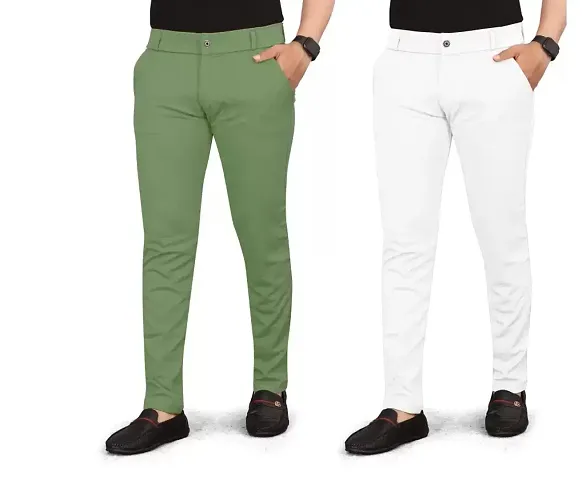 Classic Cotton Spandex Solid Casual Trouser For Mens,