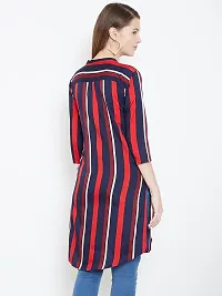 Women Multicoloured Stripe Printed Long Crepe Tunic-thumb2