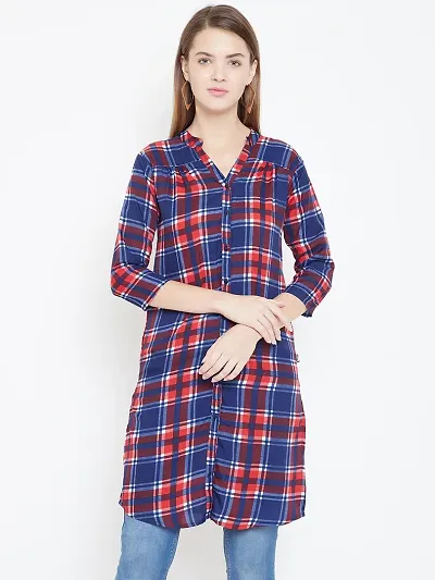 Sethi Daughters Women Checked Long Crepe Tunic (SD_1307_S)