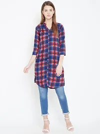 Women Multicolour Checked Long Crepe Tunic-thumb1