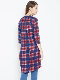 Women Multicolour Checked Long Crepe Tunic-thumb2