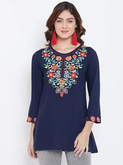 Rayon Embroidered Top For Women