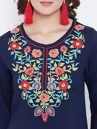 Navy Blue Embroidered Viscose Rayon Top-thumb4