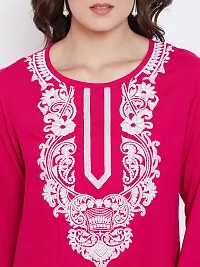 Women's Embroidered Pink Viscose Rayon Above Knee Length Top-thumb4