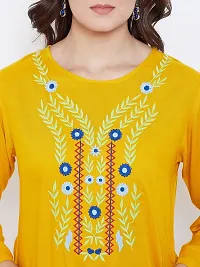 Yellow Embroidered Viscose Rayon Top For Women's-thumb4