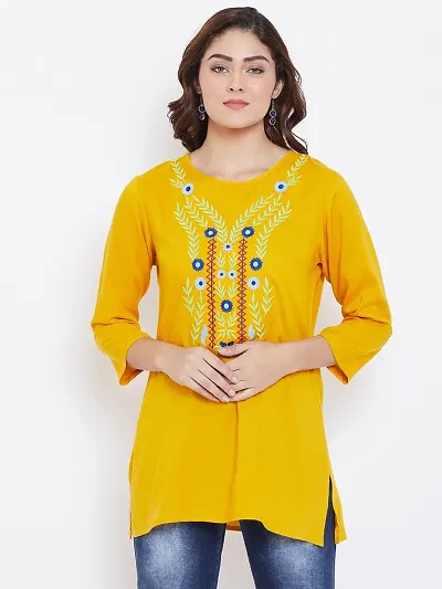 Embroidered Viscose Rayon Top For Women's