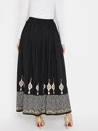 Trendy Black Printed Rayon Skirt For Women-thumb1
