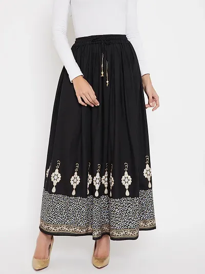 Trendy Printed Rayon Long Skirt For Women