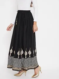 Trendy Black Printed Rayon Skirt For Women-thumb3