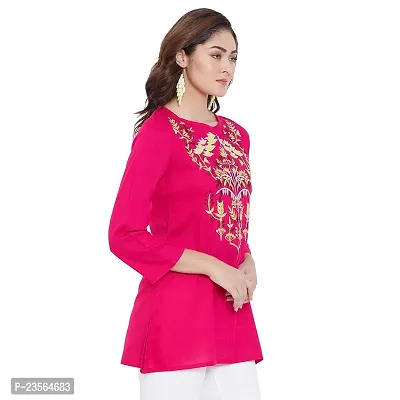 Sethi Daughters Women Fuschia Color Embroidered Rayon Tunic (SD_1313)-thumb5