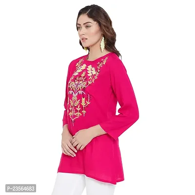 Sethi Daughters Women Fuschia Color Embroidered Rayon Tunic (SD_1313)-thumb4