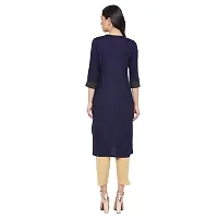 Sethi Daughters Navy Blue Color Embroidered Rayon Kurta-thumb1